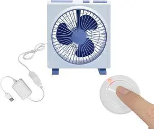 5V USB-Powered Fan Cooling Air Fan Powerful Fan with Three Speeds Retro Turning Fan with Remote Control for Office Computer Desk Student Dormitory Study - Blue