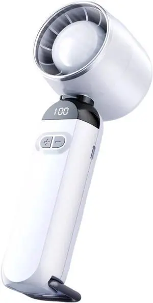 High-Speed Folding Fan Digital Display Adjustable Cooling Fan USB Rechargeable Portable Electric Fan Outdoor Travel(White)