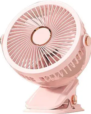 USB/Battery Powered Clip on Fan with Night Lamp Strong Clamp Small Fan 3 Speed Airflows Quiet Desk Fan for Office Home