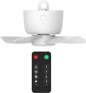 8000mAh USB Ceiling Fan Air Cooler USB Fans With Remote Control Camper Tents Hanger Fan for Bed Camping Outdoor Hanging