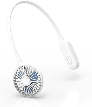 Lazy Hands Free Fan Wearable Sports Fan Neck Fan Cooling Portable Personal Fan Necklace USB Charged Mini Neckband Fan 2 Speed for Travel Running Home Use Low Noise Design (Color : White)