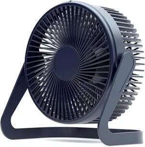 Standing Fan USB Plug-in Desktop Fan, Mini Fan with 5 Large Wind Blades, 360° Rotation Adjustable Angle Desk Fan for Home/Office Quiet