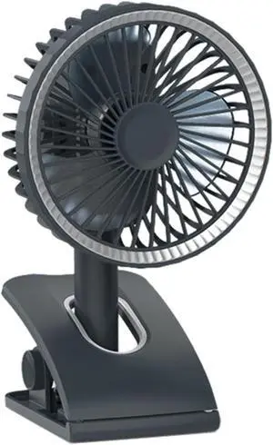 USB Fan 360° Rotatable Charging Clip-On Fan, 3 Wind Speed Adjustable Radiator Desktop Silent Refrigeration Equipment, Suitable for Home Office Camping,Black