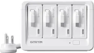 Gitryin 4 65W USB C Retractable Wall Chargers with Built-in Type-C Cable and 8-in-1 Desktop Charging Station