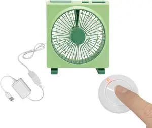 5V USB-Powered Fan Cooling Air Fan Powerful Fan with Three Speeds Retro Turning Fan with Remote Control for Office Computer Desk Student Dormitory Study - Green
