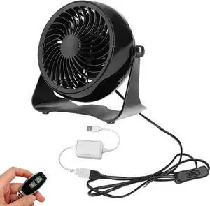 Kiven USB Desk Fan With Remote Control,5.7INCH Mini Fans,360°Adjustable Desktop Table Cooling Fans in Single Button,Rotation Strong Wind,Quiet Personal Mini Fan for Home Desktop Office TravelBlack