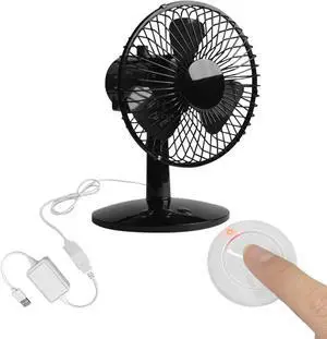 5V USB-Powered Fan Cooling Air Fan Rotatable Powerful Fan with Remote Control Two Speeds Fan for Office Computer Desk Dormitory Student Dormitory - Black