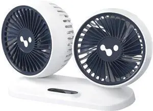 Dual-Head USB Fan - 3 Speed Car Cooling Fan with Brushless Motor, 360° Rotation for Dashboard, SUV, RV, Truck, Sedan, and Office(C)