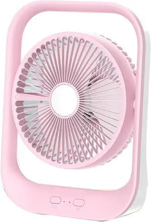 USB Fans Outdoor USB Electric Fan, Rechargeable, Small Desktop Office Mute Desktop Big Wind Fan Light (Color : Pink, Size : 243x99x325mm)