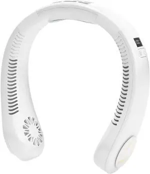 Neck Fans Portable Recargable USB Leafless Neck Fan Cooling Fan, Suitable for Office, Outdoor, Classroom, Travel (Color : White)