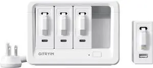 Gitryin 1 Lightning Retractable Wall Charger, 1 Type-C Retractable Wall Charger and 10-in-1 Desktop Charging Station with 2 Type-C Retractable Wall Chargers