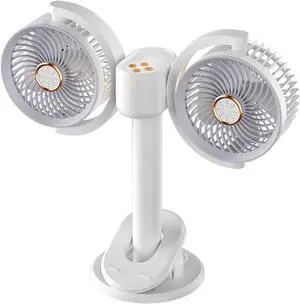 Double Head Clip On Circulation Fan USB Powered Desk Fan with Adjustable Angles Cooling for Office and Home