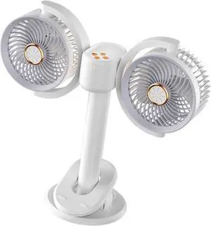 Double Head Clip On Circulation Fan USB Powered Desk Fan with Adjustable Angles Cooling for Office and Home