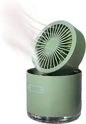 Small Pocket Fan Desktop Fan 3 Speed Multi-Purpose Portable USB for Outdoor Activity, Home, Office with and LED (Color : White) (Green)