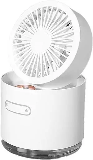 Small Pocket Fan Desktop Fan 3 Speed Multi-Purpose Portable USB for Outdoor Activity, Home, Office with and LED (Color : White) (White)