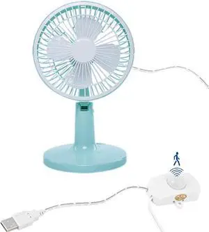 Kiven Small Personal USB Desk Fan with Motion Sensor,Portable Desktop Table Cooling Fan Powered by USB,Adjustable Tilt,Quiet Operation,for Pet House Home Office Car Outdoor Travel