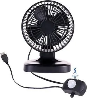 Kiven Small Personal USB Desk Fan with Motion Sensor,2Speeds Portable Desktop Table Cooling Fan Powered by USB,Strong Wind,Quiet Operation,for Home Office Car Outdoor Travel Adjustment Mini Fan(Black)