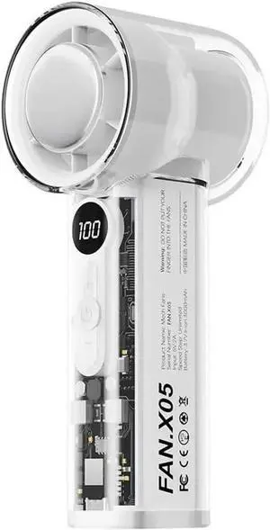 New Handheld Mini Fan LCD Display 100 Speed Adjustable High Airflow 3000mA USB Rechargeable Outdoor Portable Fan(White)