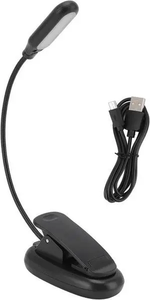 LED Reading Clip On Light Eye 5LEDs 360° Gooseneck Flexible 3 Color USB Rechargeable Top Button Control for Studying University Dormitory Office Bedroom