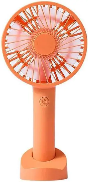 Mini Handheld Fan Portable Fan 3 Speed Adjustable Removable Base USB Recharging for Home Camping Travel (Color : Orange)