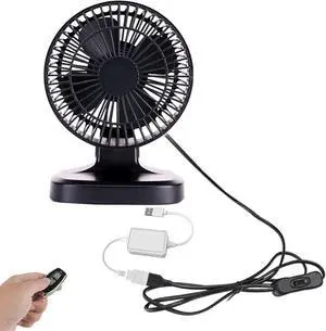 Kiven Small USB Desk Fan with Remote Control,2Speeds Portable Desktop Table Cooling Fan Powered by USB,Strong Wind,Quiet Operation,for Home Office Car Outdoor Travel Adjustment Mini Fan(Black)