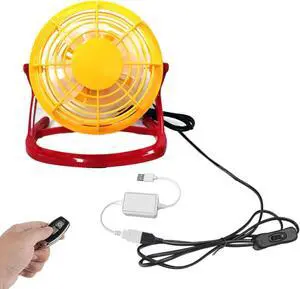 Kiven Small Personal USB Desk Fan With Remote Control,5.7 Inch Portable Desktop Table Cooling Fan Powered by USB,Adjustable 360°,Quiet Operation,for Pet House Home Office Car Outdoor Travel (Yellow)