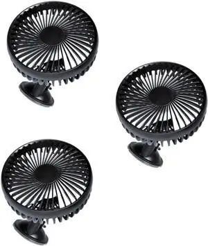 3pcs Usb Car Fan Portable Adjustable Fan Low Noise Rotating Function Usb Charging for Cooling Vehicles Black