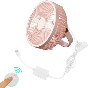 Kiven USB Small Desk Fan - Portable Fans with Remote Control 3 ways Mount,Quiet Operation and 360°Air Supply, Personal Table Fan for Home,Office,Bedroom,pets fan,Car Outdoor Travel(Pink)