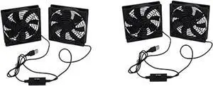 2X Dual 120mm 5V USB Powered PC Router Fans with Speed Controller High Airflow Cooling Fan for Router Modem Receiver