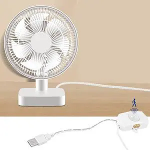 Kiven USB Desk Fan Small Table Fan with Motion Sensor,Quiet Operation Portable Fan and Adjustable Tilt Strong Airflow Mini Personal Fan for Home Office Table and Desktop Car Outdoor Travel