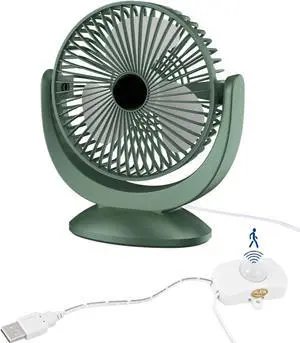Kiven USB Desk Fan Small Table Fan with Motion Sensor,Quiet Operation Portable Fan Adjustable Strong Airflow Mini Personal Fan for Home Office Bedroom Table and Desktop Car Outdoor Travel
