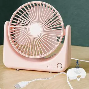Kiven USB Desk Fan with Motion Sensor,Small But Powerful,Portable Quiet Wind Desktop Personal Fan,Adjustment Mini Fan for Better Cooling,Home Office Car Indoor OutdoorPink