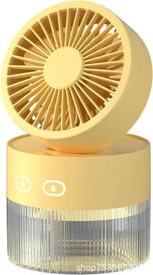 AJMIPO Wireless Humidifying Spray Fan USB Charging Desktop Folding Mini Fan Gift (Yellow,A)