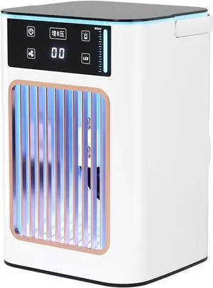 Small USB Air Conditioning Portable Desktop Cooling Fan With 3 Speed And 7 LED Light For Office Bedroom Dormitory