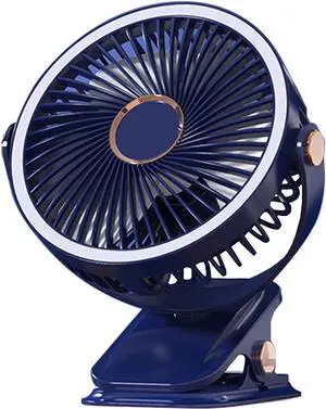 USB/Battery Powered Fan Quiet Clip On Fan Small Fan for Bedroom Office Desktop Cooling Fan with Night Lamp Strong Clamp