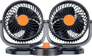 USB Power Car Fan Multis Rotatable Double Head 3-Speed Dashboard ABS Three Speed Hot Day Cooling Fan
