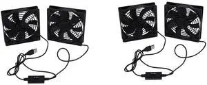 2X Dual 120mm 5V USB Powered PC Router Fans with Speed Controller High Airflow Cooling Fan for Router Modem Receiver