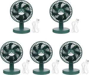 5 Sets Quiet USB Desk Fan Plastic Summer Cooling Fan Simple Modelling Air Fan