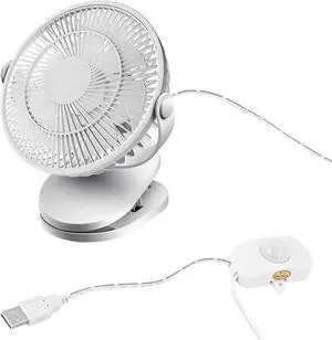 USB-powered Cord with Motion Sensor UDB Fan Clip Type Office Desk Fan Automatic Compact fan for Traveling Computer 2 Air Volume Modes Lightweight Brushless Motor Customizable,Macaron White