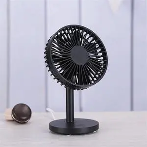 USB Desktop Fan Household, Outdoor Portable Fan Office Household Enhancement 5 Fan Leaf Mobile Desktop Fan (Color : Black)