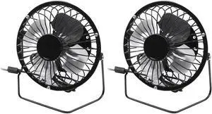 Chougnar 2X 2.5W 5V Solar Powered Panel Iron Fan For Home Office Outdoor Traveling Fishing 4 Inch Cooling Ventilation Fan USB - (Color: Black)