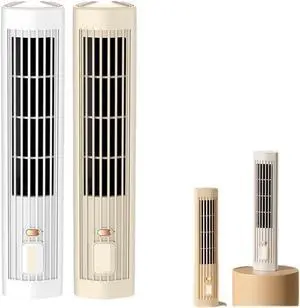 Bladeless Tower Fan USB Rechargeable Desk Fan Bedroom(WHITE)