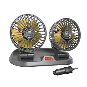 Car Fan USB/12V/24V Double-Head Adjustable 360° Car Electric Fan Silent 2-Speed Multi-Functional Temporary Parking Card Car Fan(12V)