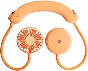 Mini Hanging Neck Fan Portable USB Rechargeable Outdoor Air Cooling Fan Hands-Free Neck Band Electric Fan Heat Sink (Color : Black) (Orange)