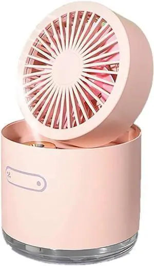 Small Pocket Fan Desktop Fan 3 Speed Multi-Purpose Portable USB for Outdoor Activity, Home, Office with and LED (Color : White) (Pink)