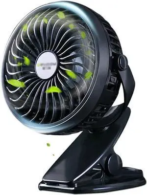 USB Clip Fan Rechargeable Battery Operated Mini Desk Fan for Baby Pram, Office, Home, Travel, Camping (Black) Easy to Carry