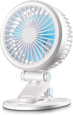 Mini Clip-on Fan Rechargeable Battery Operated USB Desk Fan Portable Personal Fan Small Quiet Stroller Fan for Home, Office, Travel, Camping, Baby Pram Easy to Carry