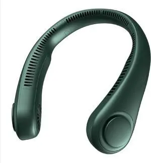 A portable fan blade neck Mini USB rechargeable silent motion for outdoor ventilation fan portable fan cooling neck fan Green
