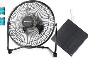 Battery Operated Rechargeable Desk Fan with Solar Panel for Home& Office & Hurricane Camping Battery Powered USB Fan Strong Airflow Portable Fan Quiet Metal Frame 5200 mAh Capacity