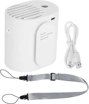 USB Charging Portable Small Fan, 3Speed Adjustable Cooling Tool with Electric Light, Mini Fan for Outdoor Sports Fitness Hanging Waist (White with Lights)